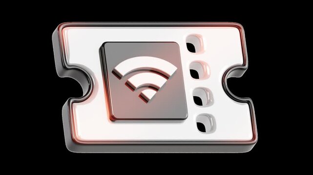 Rotating wifi signal icon on ticket shape wireless connectivity