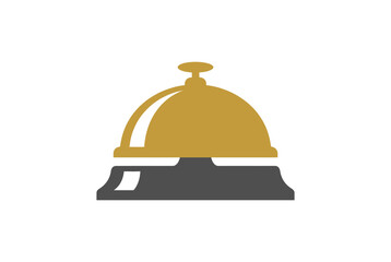 Fototapeta premium Gold service bell icon on a dark base