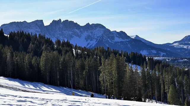 Beauty and fun at the foot of the Catinaccio. The Dolomites in winter.