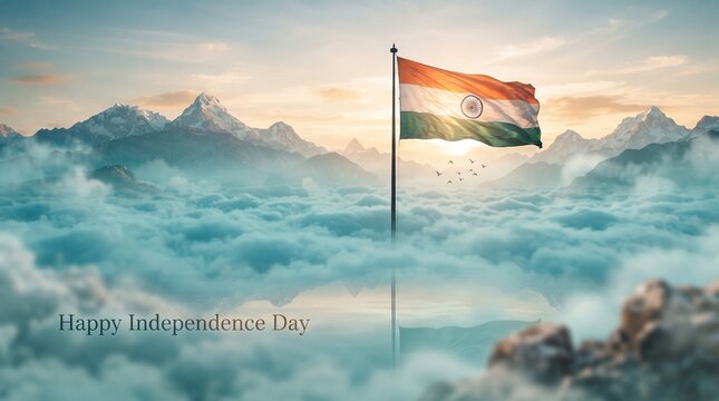 Independence day concept : indian flag over sky background In very Nice.