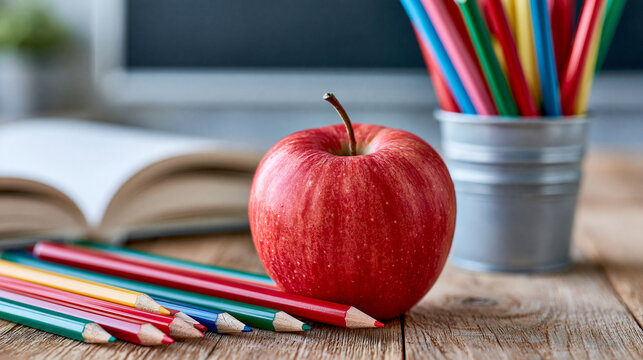 Back to school chalkboard with book sketch apple and pencils ideal for educational banners school ads classroom posters and academic event promotion, education design concept,