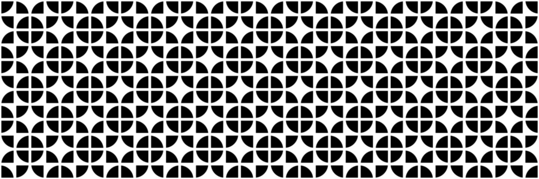 black quarter of circle design as square and circle for pattern and background.