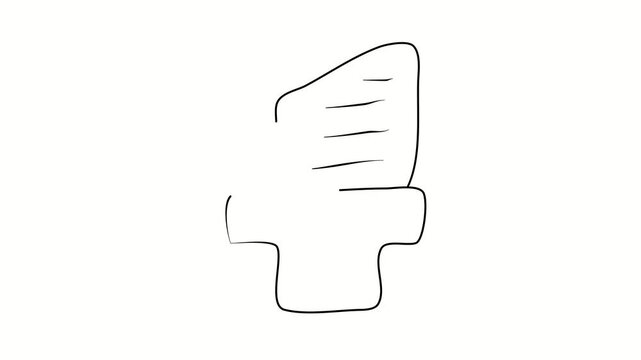Printing a sheet of paper, office equipment. Contour drawing, silhouett animation. Continuous line. Isolated on white. Video 4k object illustration self-drawing. Object construction. Minimalist contin