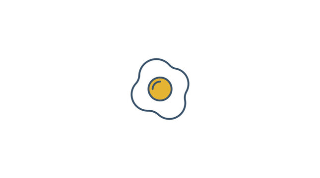 A simple hand drawn illustration of a single fried egg with a yellow yolk.