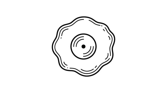 A simple black and white line art illustration of a fried egg.