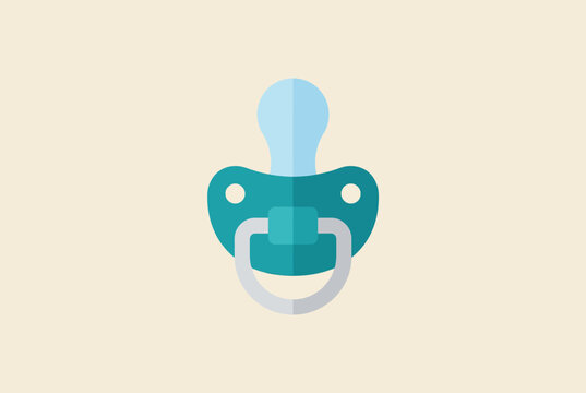 Flat vector icon of a baby pacifier on a light beige background
