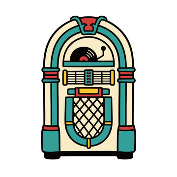 A retro vintage jukebox illustration isolated on a white background