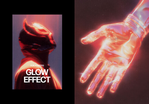 Vertical Red Glow Photo Effect For Poster And Print Design