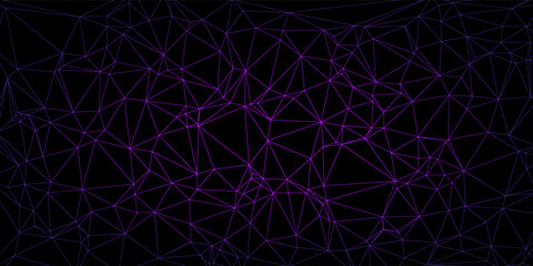 Abstract Neon Wireframe Network Background with Purple Blue Polygon Mesh on Black © MOH