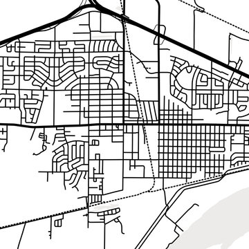 Symbol Map of the City West Memphis (Arkansas, USA) showing the city center with a simple road network of black lines