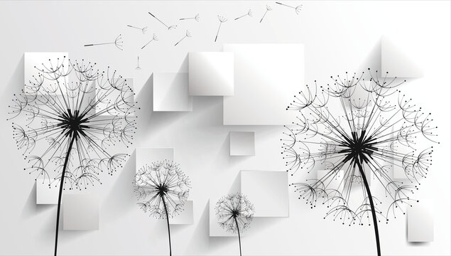 flower abstract background with dandelions