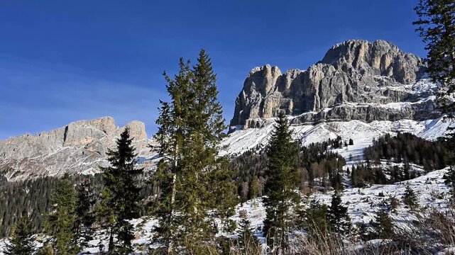 Beauty and fun at the foot of the Catinaccio. The Dolomites in winter.