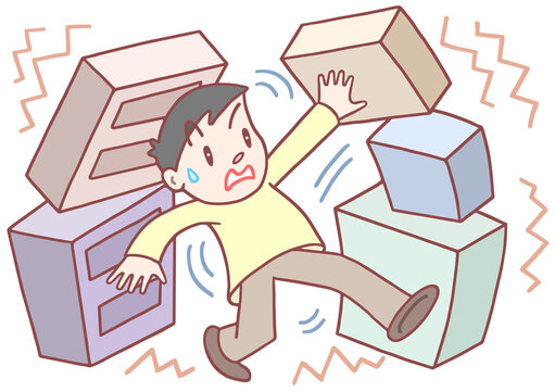 災害のイラスト - 地震・震災・揺れ・家具転倒