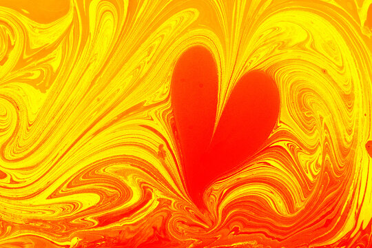 Ebru  marbling  background with heart shape. Unique art  marbling texture  background