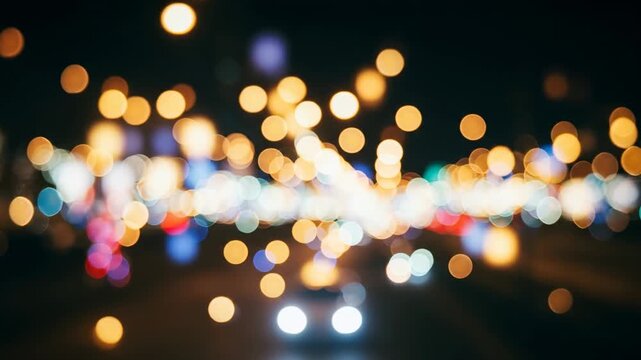 Abstract Bokeh Lights of City Traffic at Night.