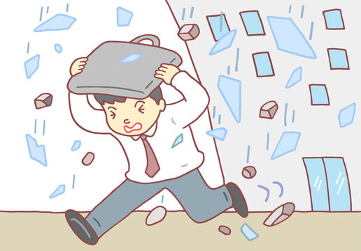 災害のイラスト - 地震・震災・揺れ・危険落下物