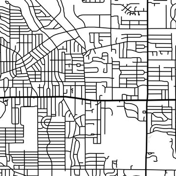 Symbol Map of the City South Euclid (Ohio, USA) showing the city center with a simple road network of black lines