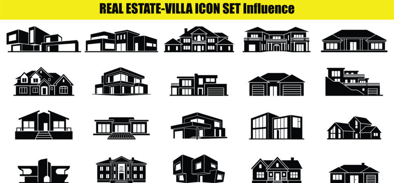 Collection of house shapes against a light background representing various architectural styles and building forms shape form style residential structure dwelling home