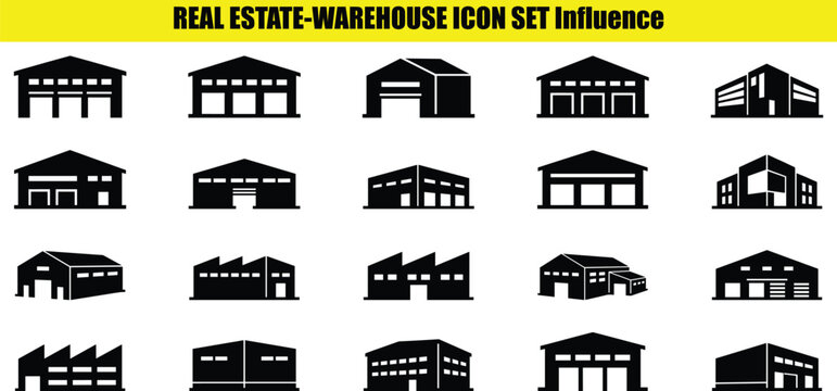 Collection of building facades two dimensional representations on a light colored surface architecture facade structure exterior roofline gable dormer warehouse industrial commercial