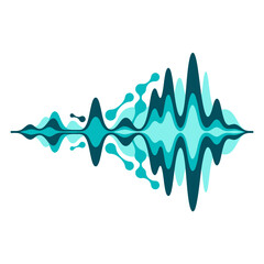 Fototapeta premium Abstract teal and navy soundwave graphic on white background