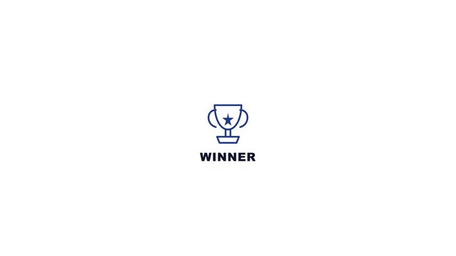 Minimalist trophy icon featuring a star symbol for competition victory in this clean and modern digital motion graphic animation file