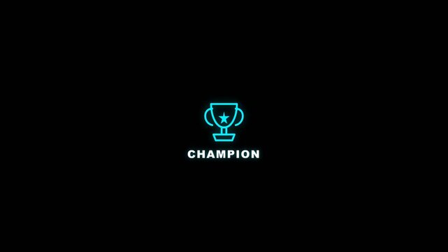 Glowing blue trophy icon animation featuring a central star element displaying success in this digital motion graphic design video clip