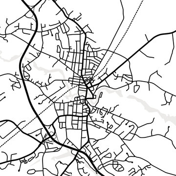 Symbol Map of the City Dover (New Hampshire, USA) showing the city center with a simple road network of black lines