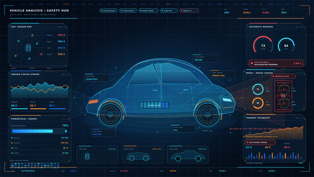 Futuristic Vehicle Diagnostics HUD Interface