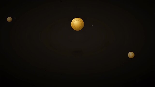 Majestic glowing planets orbiting through a vast dark cosmic expanse stellar field slow astronomical movement backdrop