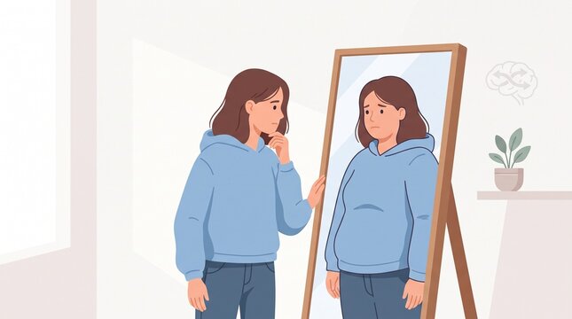 Body dysmorphic disorder awareness - disorder mirror reflection