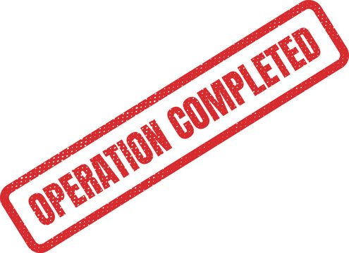 Red distressed stamp indicating a successful medical operation or surgical procedure has concluded
