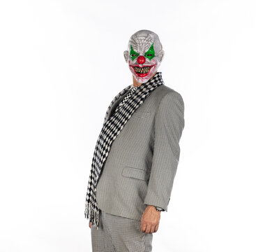 Evil clown businessman isolated on white background