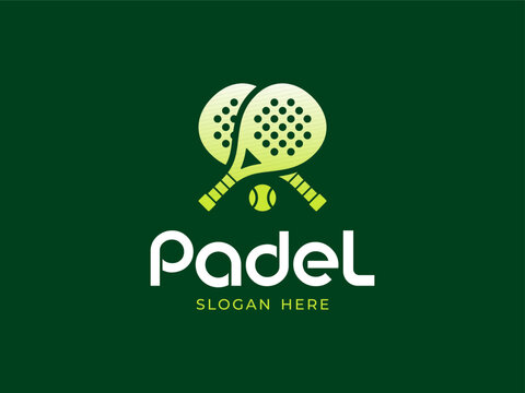 Padel Tennis Play Sport Team Club Racket Ball Modern Vector Logo Design Illustration