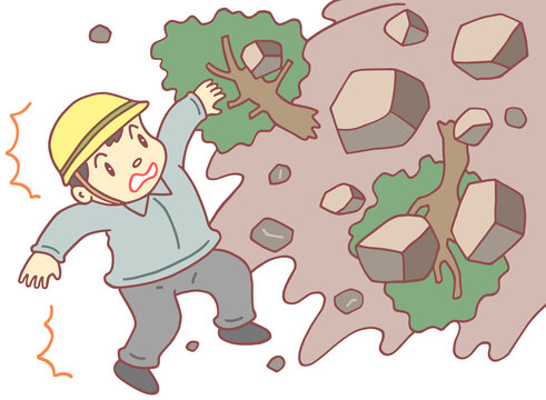 災害のイラスト - 土石流・土砂崩れ・自然災害