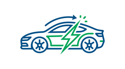 Obraz premium A simple line art icon representing an electric vehicle with a charging symbol