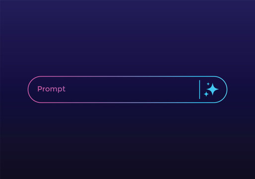 Generative and search bar. technology input tool on dark gradient color. Generative AI prompt bar with star icons.  technology concepts symbol