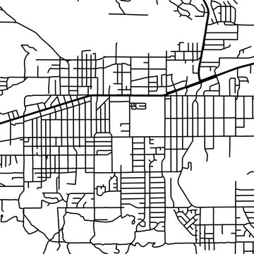 Symbol Map of the City Yucca Valley (California, USA) showing the city center with a simple road network of black lines