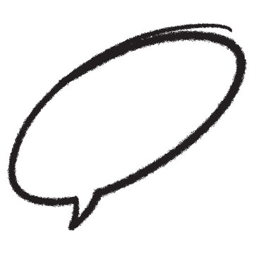 Hand drawn black oval speech bubble outline