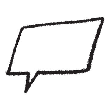Hand drawn black textured slanted rectangular speech bubble outline shape