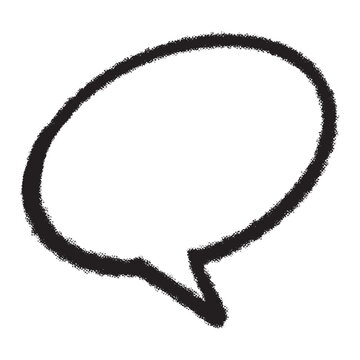 Hand drawn black textured oval speech bubble outline shape