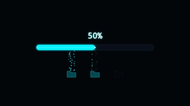 Matrix Folder Transfer Progress Bar Animation with Aqua Data Rain Cloud System Elements