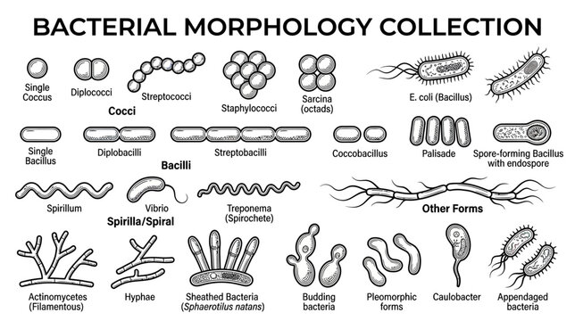 Bacterial Morphology Collection: Cocci, Bacilli, Spirilla, and Other Forms