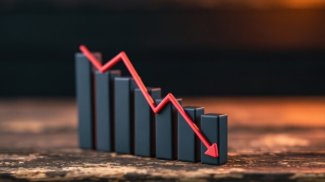 Business finance chart showing a downward economy trend and recession data crisis
