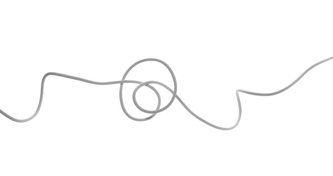  White cable, wires isolated on background, design element, clipping path
