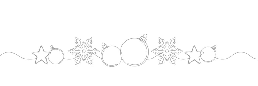Christmas ornaments and snowflakes on a string