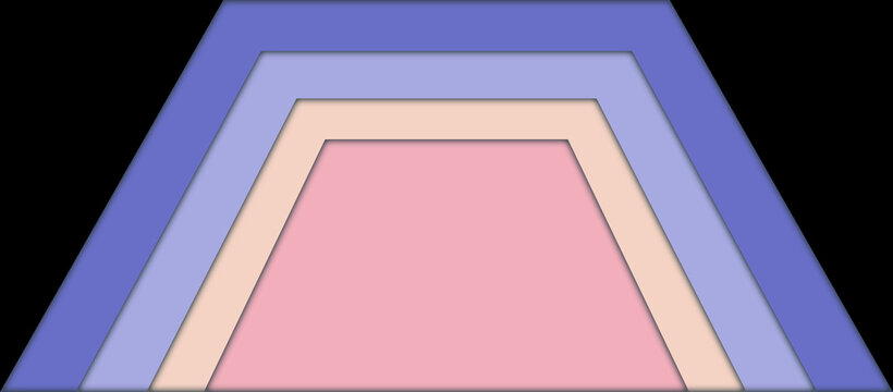 Abstract paper cut background with pastel pink and blue hexagon layers on black backdrop vector illustration