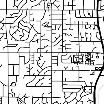 Symbol Map of the City Casas Adobes (Arizona, USA) showing the city center with a simple road network of black lines