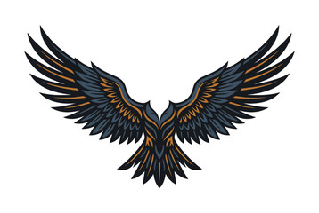Fototapeta premium Stylized Phoenix with Spread Wings in Blue and Gold