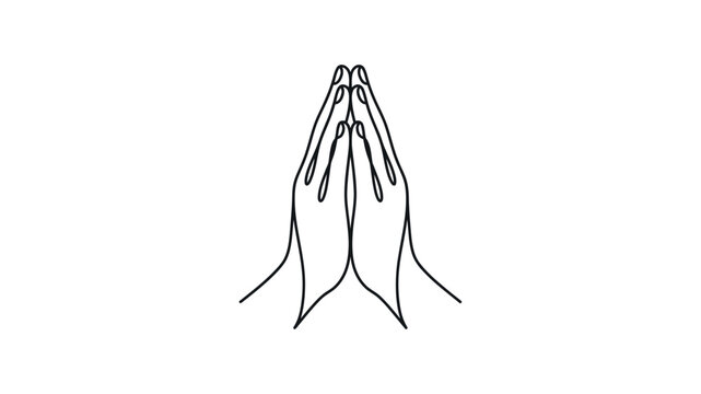 Praying hands in simple line art.