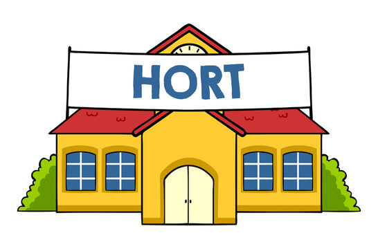 Cartoon Geb&auml;ude vom Hort einer Schule oder Kita
